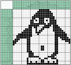 Японский кроссворд №17: Пингвиненок
 Сетка кроссворда: 33х32
