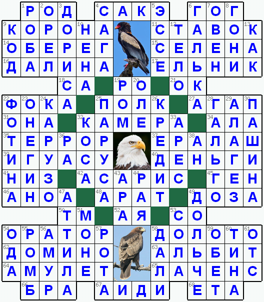 Ответы на классический онлайн Кроссворд №139: ОРЕЛ