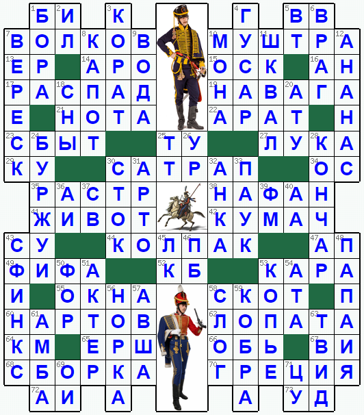 Ответы на классический онлайн Кроссворд №185: ГУСАР