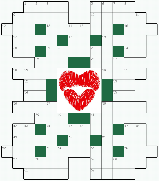 Распечатать бесплатно классический Кроссворд №232: ПОЦЕЛУЙ