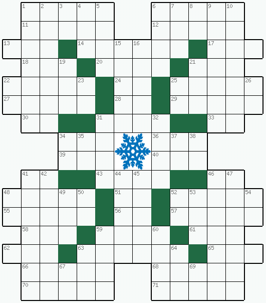 Распечатать бесплатно классический Кроссворд №239: Снежинка