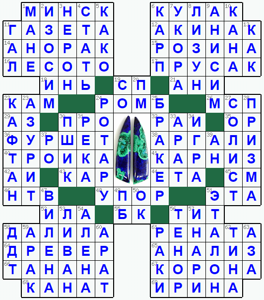 Ответы на классический онлайн Кроссворд №243: АЗУРИТ