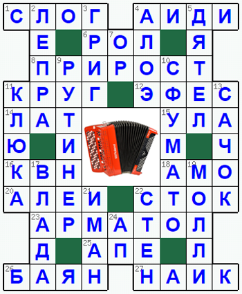 Ответы на классический онлайн Кроссворд №216: БАЯН