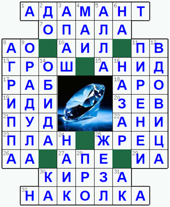 Ответы на классический онлайн Кроссворд №253: АДАМАНТ