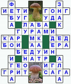 Ответы на классический онлайн Кроссворд №60: ГРИБ