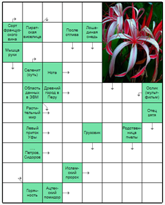 Решать онлайн Сканворд №154: ФЛОРА
