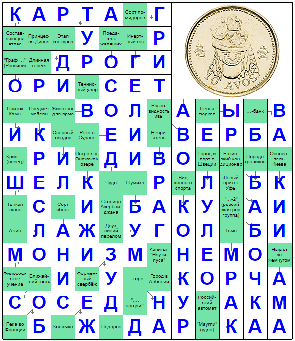 Ответы на скандинавский онлайн Сканворд №265: БАБОЧКА