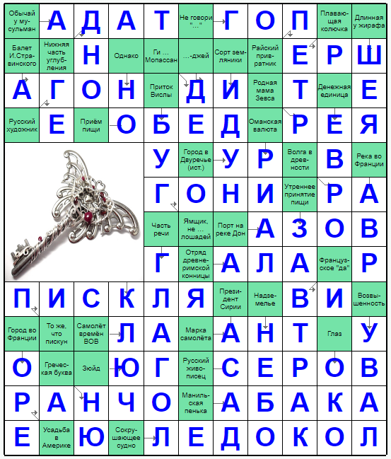 Ответы на скандинавский онлайн Сканворд №299: ЗАВТРАК