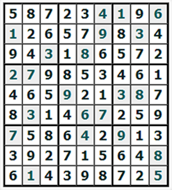 Ответы на онлайн Судоку №630 'Китс'