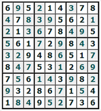 Ответы на онлайн Судоку №898 'Ленточка'